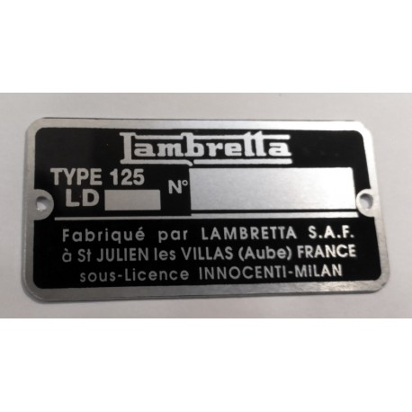 Plaque de cadre Lambretta