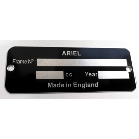 Ariel Identification plate - Ariel data plate