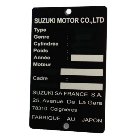Plaque de cadre Suzuki