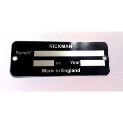 Rickman identification plate - Rickman data plate
