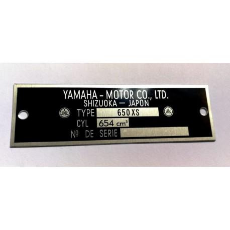Yamaha 650 XS Data Plate - Identification plate