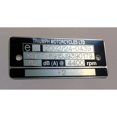 Triumph Identification plate - Data plate