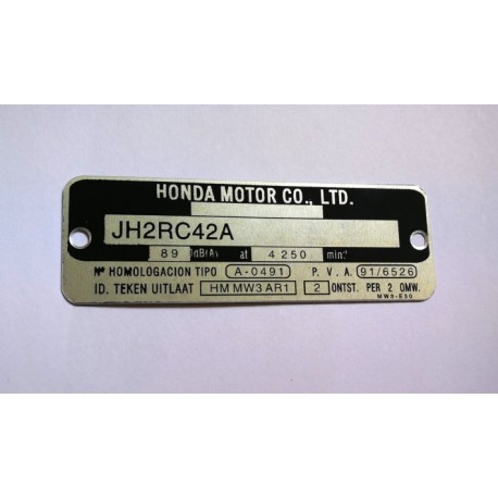 Honda CB 750 SEVEN FIFTY vin plate