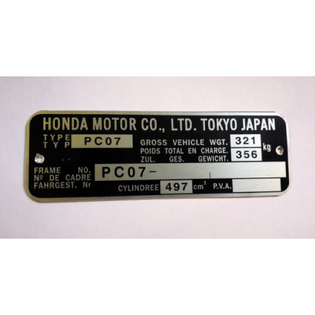 Plaque de cadre Honda FT500 - pc07