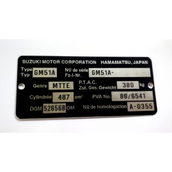 Suzuki id plate - Suzuki frame plate