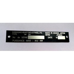 Kawasaki identification plate - Kawasaki data plate