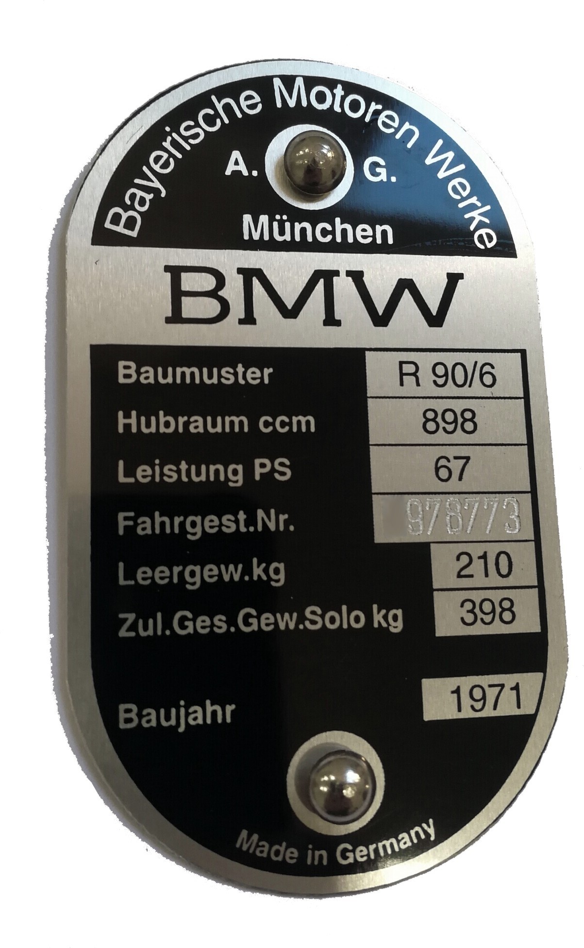 Plaque de Cadre BMW r90 / 6