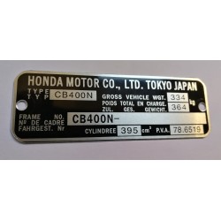 HONDA CX500 VIN PLATE Typenschild PLAQUE MINE Frame Chassis INCLUDED ENGRAVING 