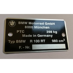 BMW R100 RT GS R80 G S Data Plate